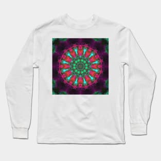 Psychedelic Kaleidoscope Pink Purple Teal and Green Long Sleeve T-Shirt